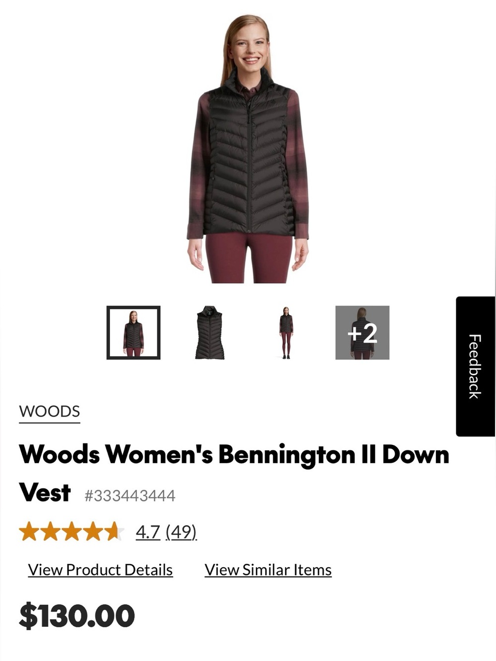 New Woods Women's Bennington Down Vest size large